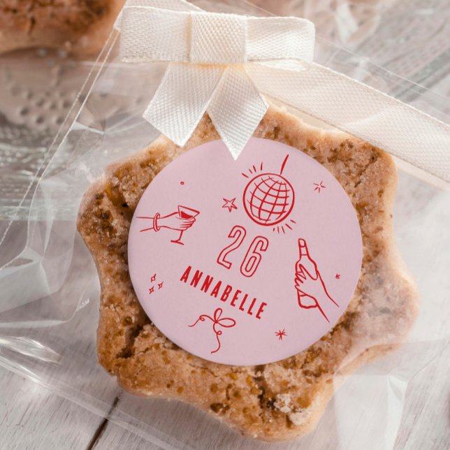 Pegatina Redonda fiesta de bebidas de 30 años dibujado a mano (Subido por el creador)