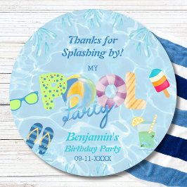 Pegatina Redonda Fiesta de billar niño Cumpleaños Favor Gracias