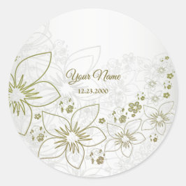 Pegatina Redonda Fiesta de Boda Elegante Floral Vintage
