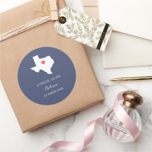 Pegatina Redonda Fiesta de Boda en Texas Personalizada 