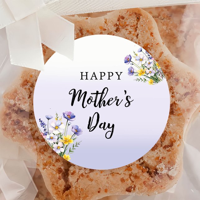 Pegatina Redonda Fiesta de brunch del Día de la Madre con acuarela (Subido por el creador)