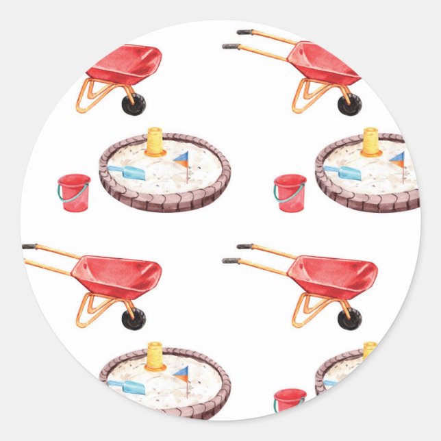 Pegatina Redonda Fiesta de caja de arena de cumpleaños de Parque de (Anverso)