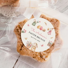 Pegatina Redonda Fiesta de caza de huevos de pascua colorida