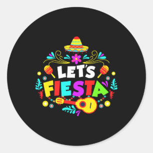 Pegatina Redonda Fiesta de Cinco De Mayo Vamos Fiesta Mexicana
