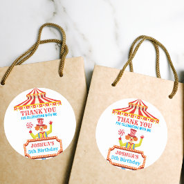 Pegatina Redonda Fiesta de circo de carnaval personalizado