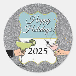 Pegatina Redonda Fiesta de cócteles, conversaciones sofisticadas, b