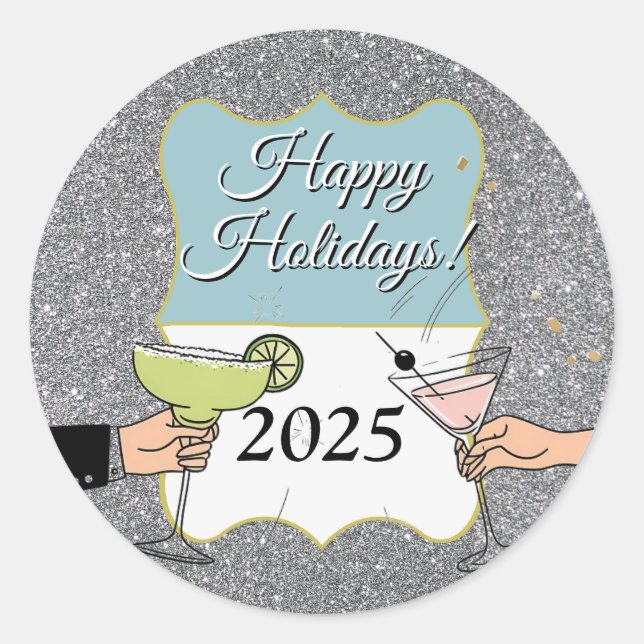 Pegatina Redonda Fiesta de cócteles, conversaciones sofisticadas, b (Anverso)