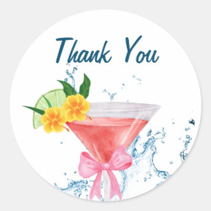 Pegatina Redonda Fiesta de cócteles de la playa de Cheers Tropicale