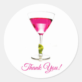 Pegatina Redonda Fiesta de cócteles Pink Martini Gracias