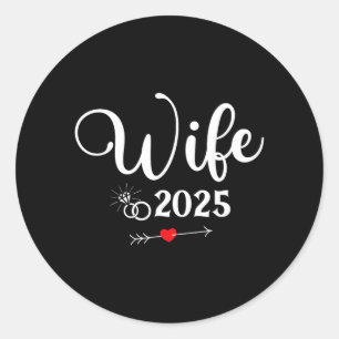 Pegatina Redonda Fiesta de Compromiso 2025 Esposa Marido Coincident