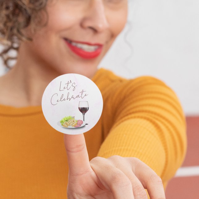 Pegatina Redonda Fiesta de compromiso de vino y charcutería (Subido por el creador)