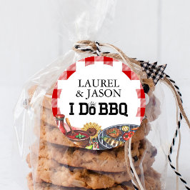 Pegatina Redonda Fiesta de compromiso Rustic I Do BBQ Sunflower