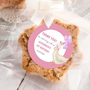 Pegatina Redonda Fiesta de cumpleaños 1000 de Silly Goose Clásico R