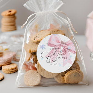Pegatina Redonda Fiesta de cumpleaños 1er invierno ONEderland lazo