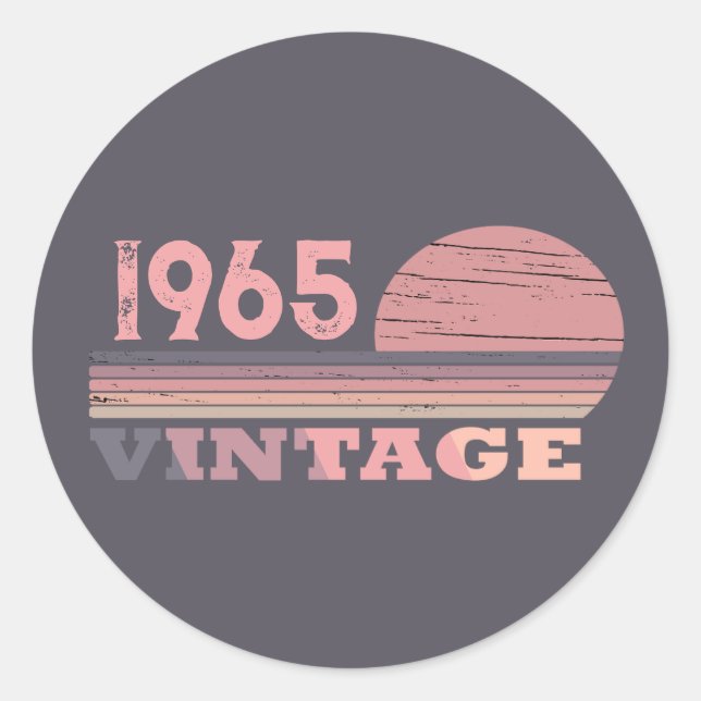 Pegatina Redonda Fiesta de cumpleaños 60 vintage personalizada (Anverso)