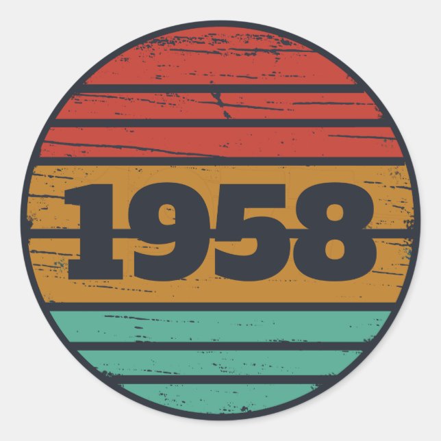 Pegatina Redonda Fiesta de cumpleaños 65º de cosecha personalizada (Anverso)