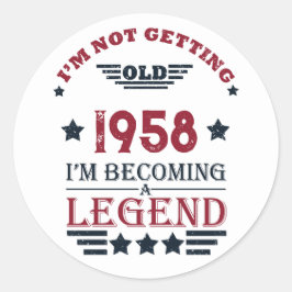 Pegatina Redonda Fiesta de cumpleaños 65º de cosecha personalizada