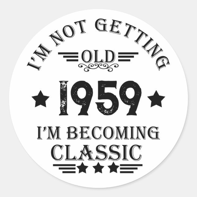 Pegatina Redonda Fiesta de cumpleaños 65º de cosecha personalizada (Anverso)