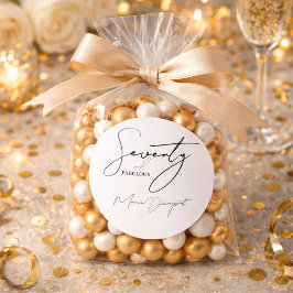 Pegatina Redonda Fiesta de cumpleaños 70 moderna y fabulosa