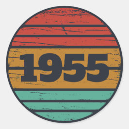 Pegatina Redonda Fiesta de cumpleaños 70 vintage personalizada