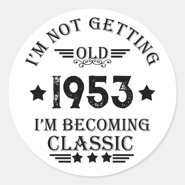 Pegatina Redonda Fiesta de cumpleaños 70 vintage personalizada (Anverso)