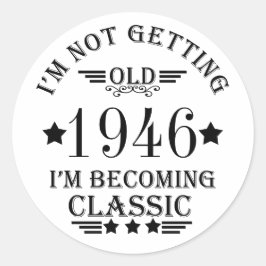 Pegatina Redonda Fiesta de cumpleaños 80 vintage personalizada