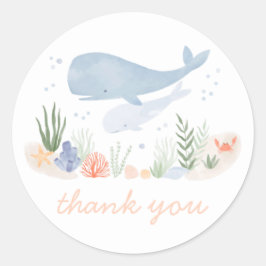 Pegatina Redonda Fiesta de cumpleaños bajo el mar