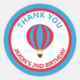 Pegatina Redonda Fiesta de cumpleaños con globos aerostáticos graci