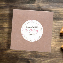 Pegatina Redonda Fiesta de Cumpleaños Cute Whimsical Napolitano Roc