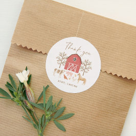 Pegatina Redonda Fiesta de cumpleaños de animales de granja