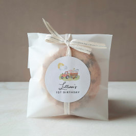 Pegatina Redonda Fiesta de cumpleaños de animales de granja