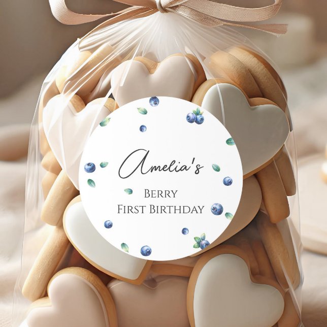 Pegatina Redonda Fiesta de cumpleaños de arándano azul Berry Sweet  (Subido por el creador)