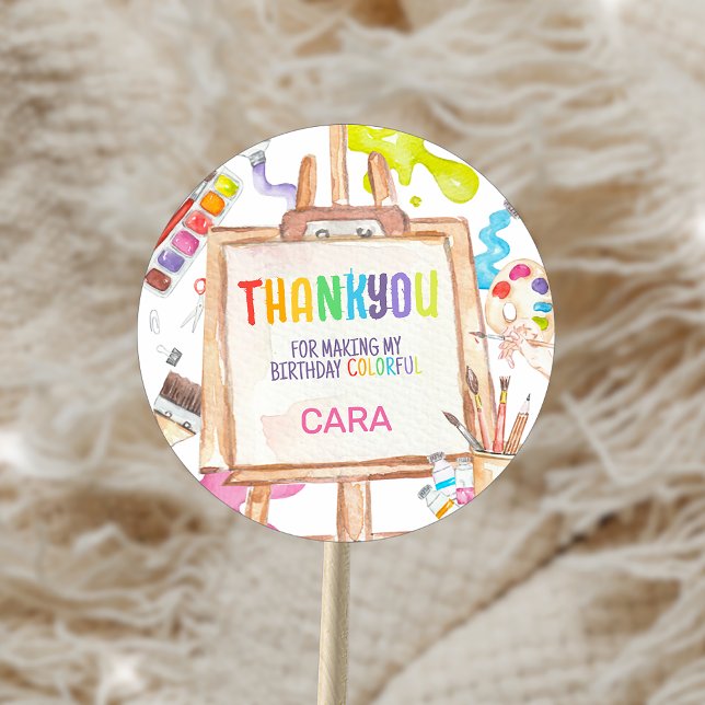 Pegatina Redonda Fiesta de cumpleaños de Art Painting (Art Painting Birthday Party Sticker
)