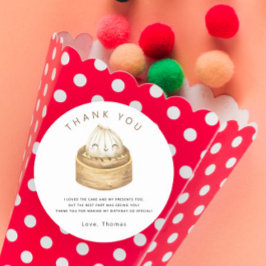 Pegatina Redonda fiesta de cumpleaños de bolas de masa china gracia