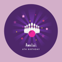 Fiesta de cumpleaños de boliche Pink Purple Stars