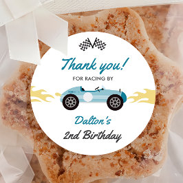 Pegatina Redonda Fiesta de cumpleaños de Boy Race Car