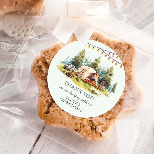 Pegatina Redonda Fiesta de cumpleaños de campamento ruso (Subido por el creador)