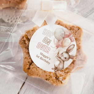 Pegatina Redonda Fiesta de cumpleaños de Chica de conejo