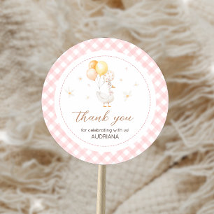 Pegatina Redonda Fiesta de Cumpleaños de Cuadros Silly Goose