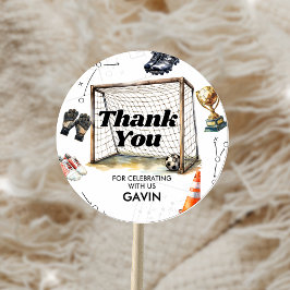 Pegatina Redonda Fiesta de Cumpleaños de Fútbol Game On