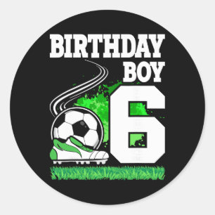 Pegatina Redonda Fiesta de Cumpleaños de Fútbol - Niño de 6 Años - 