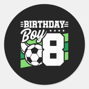 Pegatina Redonda Fiesta de Cumpleaños de Fútbol - Niño de 8 Años -