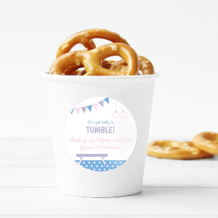 Pegatina Redonda Fiesta de cumpleaños de gimnasia