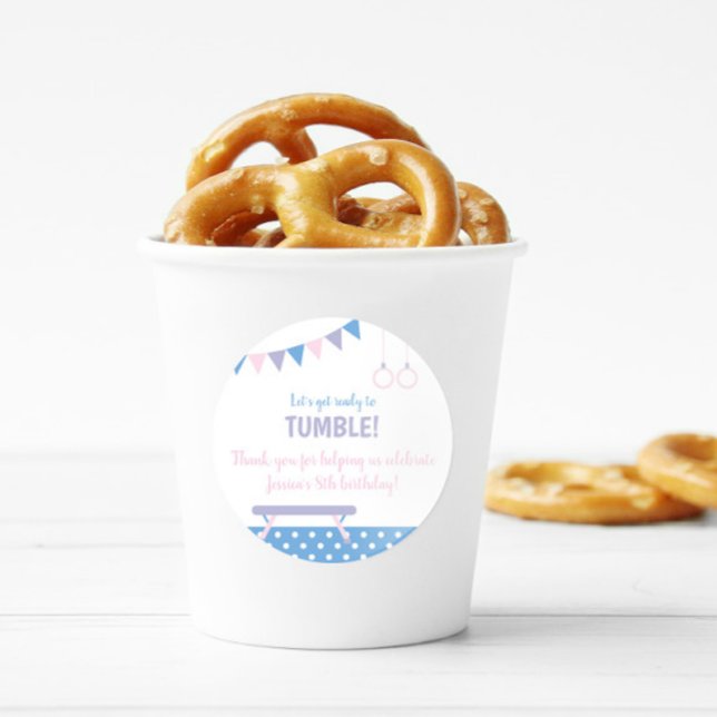 Pegatina Redonda Fiesta de cumpleaños de gimnasia (Subido por el creador)