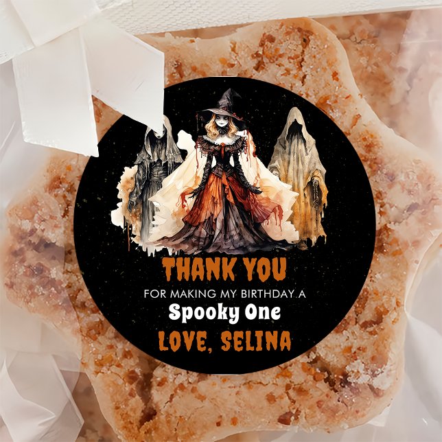 Pegatina Redonda Fiesta de cumpleaños de Halloween Cute Ghost (Subido por el creador)