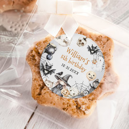 Pegatina Redonda Fiesta de cumpleaños de Halloween tristemente céle