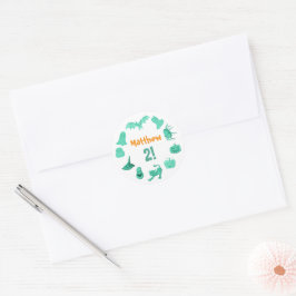 Pegatina Redonda Fiesta de cumpleaños de Halloween verde