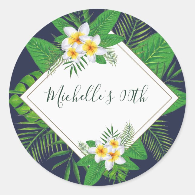 Pegatina Redonda Fiesta de cumpleaños de Hawaii Aloha Luau (Anverso)