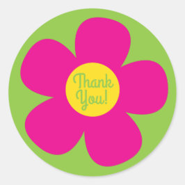 Pegatina Redonda Fiesta de cumpleaños de Hippie Flower Kid