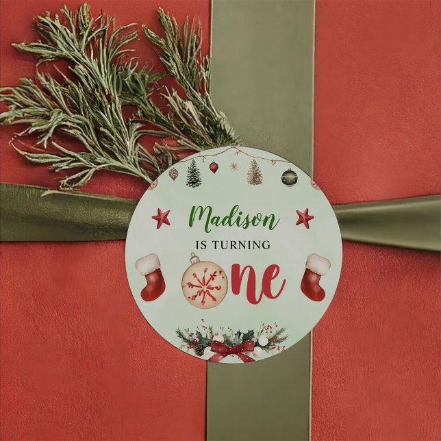 Pegatina Redonda Fiesta de cumpleaños de invierno para Navidades en (Subido por el creador)